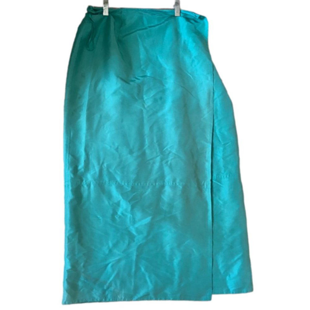 Jones New York Teal Silk Wrap Around Maxi Skirt - Size 14